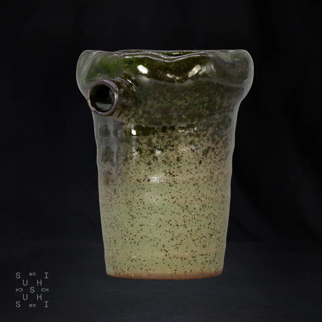 Brown/Green Minoware Ceramic Cold Sake Flask 220ml