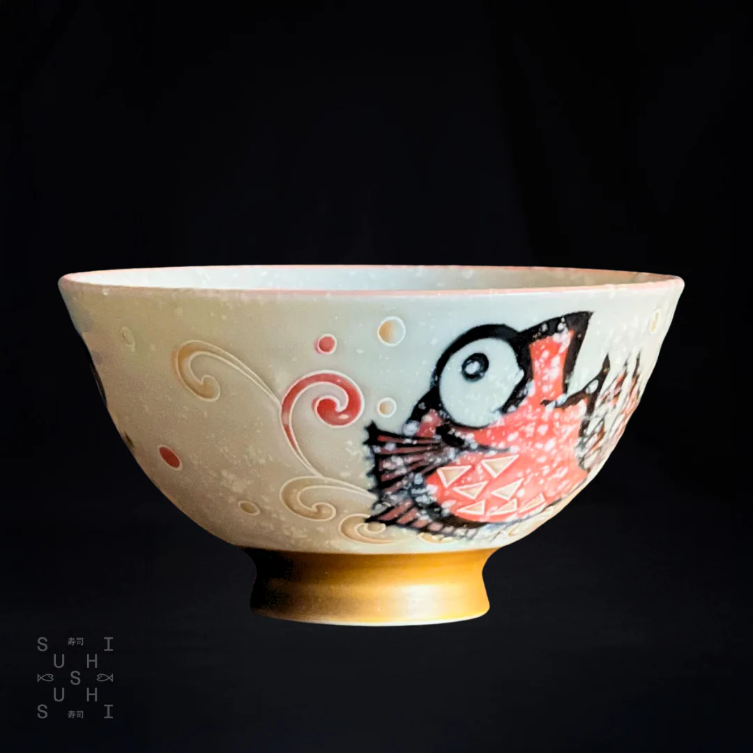 Kōun Rice Bowl Red Tai Fish 115mm - Image 3