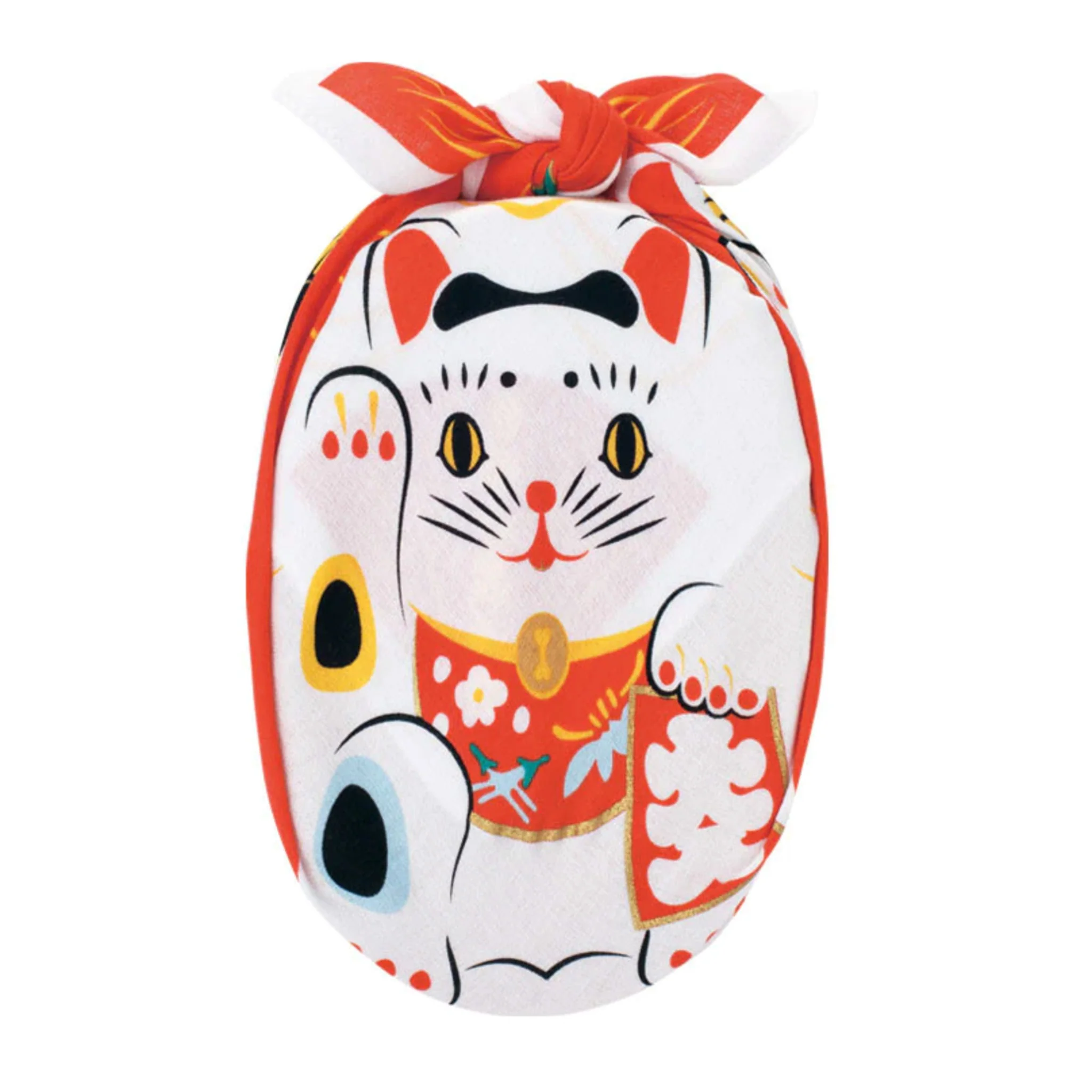 Furoshiki Cotton Wrap - Cochae Collab Red Lucky Cat 48x48cm - Image 4