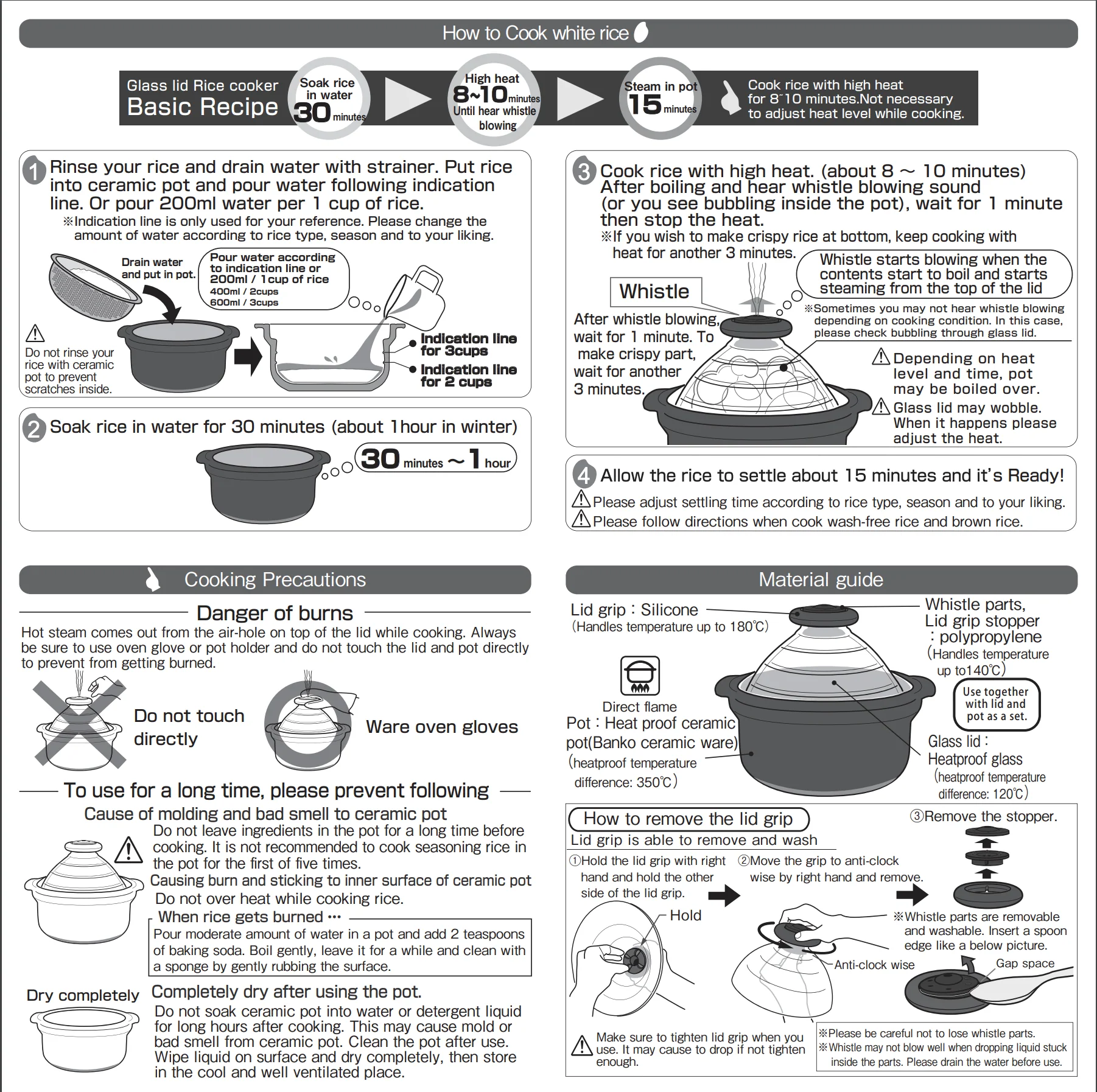 Hario, Glass-Lid Stovetop Rice Cooker, Large (2–3 Go) - Image 5