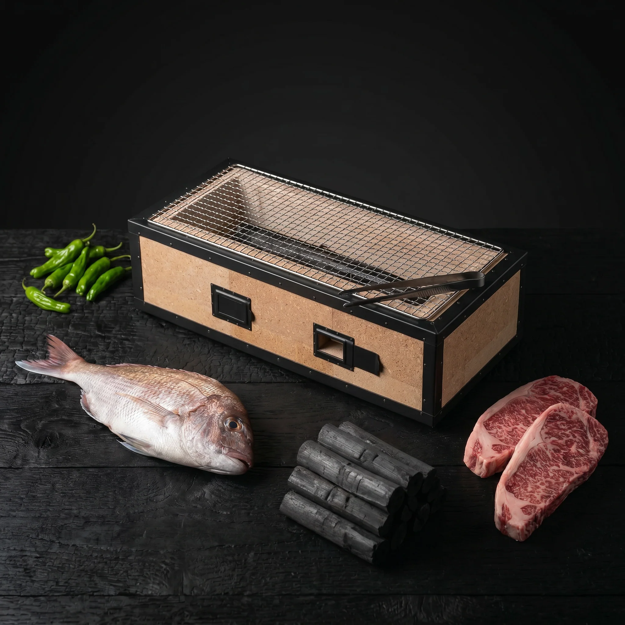 Shokunin, XL Deep Japanese Charcoal Konro Grill, 700 x 350mm - Image 4